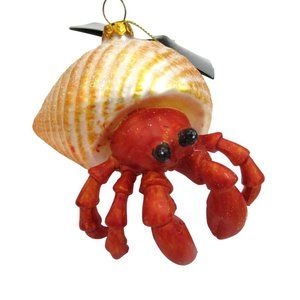 Hermit Crab Glitter Shell Mercury Style Glass Ornament Bathroom Beach Decor NWT